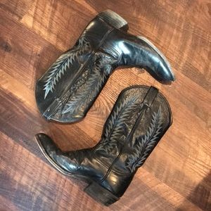 Authentic men’s leather black cowboy boots